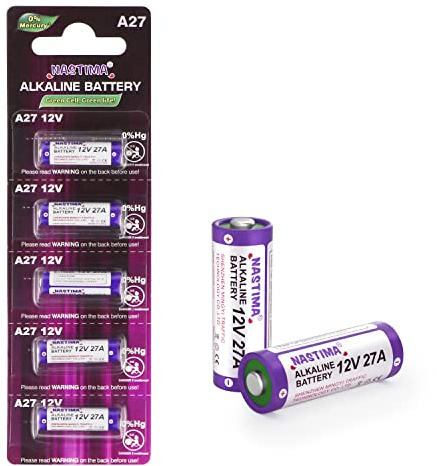 NASTIMA 5 Stück 27A 12V Alkalibatterie, V27A LR27A MN27 L828 A27 12V Batterie