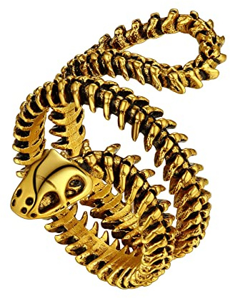 Richsteel Retro Snake Rings for Women Men, Gothic Python Animal Finger Ring Y2K Jewellery, Engraved Available, Send with Gift Box
