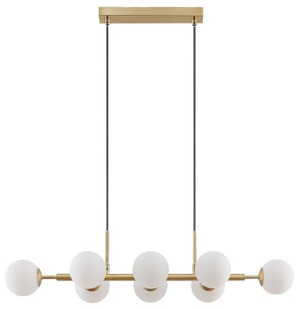 Lindby Pendelleuchte Kiamo (Modern) in Weiß aus Metall (8 flammig, G9) - Glas Hängelampe Esstischlampe Hängeleuchte Wohnzimmerleuchte