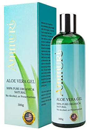 Ammuri Organic Aloe Vera Gel 300ml – 100% Pure & Natural – Soothing & Hydrating Gel for Face, Body & Hair – After Sun & Daily Moisturiser – Fast Absorbing, Non-Sticky, Vegan & Cruelty-Free