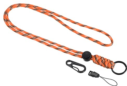 PATIKIL Paracord Schlüsselband 50 cm, Halskette Schlüsselanhänger Kordel Metallverschluss Haken Ring Gurt für Schlüssel Pfeife Ausweishalter Tarnfarbe Orange | Halskette Schlüsselanhänger Kordel Metallverschluss Haken Ring Gurt für Schlüssel Pfeife Ausweishalter Tarnfarbe