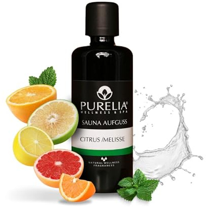 PURELIA Saunaaufguss Konzentrat Zitrus-Melisse 100 ml natürlicher Sauna-aufguss - Reine ätherische Öle