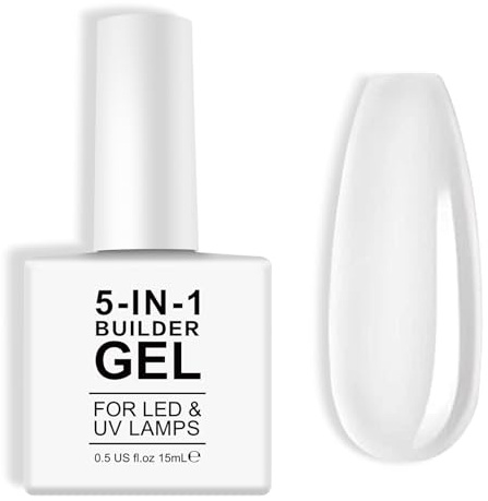 5-in-1 Builder stärkendes Gel 15ml, Builder Gel für Nägel, Aufbaugel für Nägel, UV/LED-Nagellack für Nagelverlängerungen, Verlängerungen, Nagelkunst, Aufkleber, Aufbaugel FüR GelnäGel (Clear)
