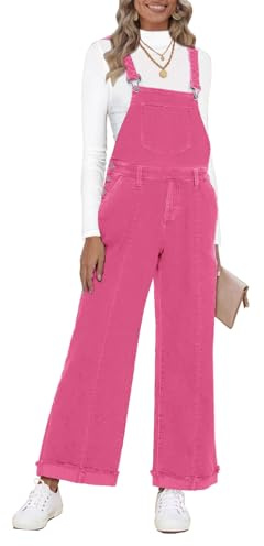 Vetinee Boho Overalls For Women Denim Jumpsuit Loose Overalls For Women Casual Denim Jumpsuit Bib Overalls Hot Pink Small Size 4 Size 6