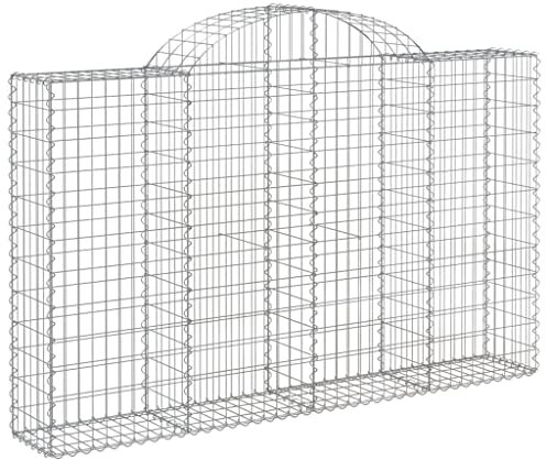 vidaXL Arched Gabion Basket Set - Galvanised Iron Stone Cage, Silver, 200x30x120/140 cm for Retaining Walls and Garden Decor