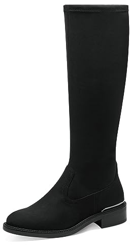 Tamaris Damen Langschaft-Stiefel Vegan Blockabsatz; BLACK/schwarz; 38 EU