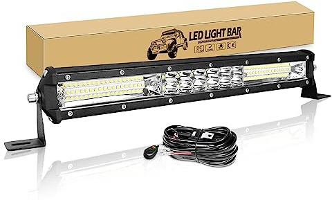 RIGIDON 15 Zoll 38cm 144W Led Arbeitsscheinwerfer Bar mit 12V kabelbaum, Offroad Beleuchtung Zusatzscheinwerfer Auto Scheinwerfer für 4x4 Traktor SUV ATV LKW, 6000K Led Rückfahrscheinwerfer