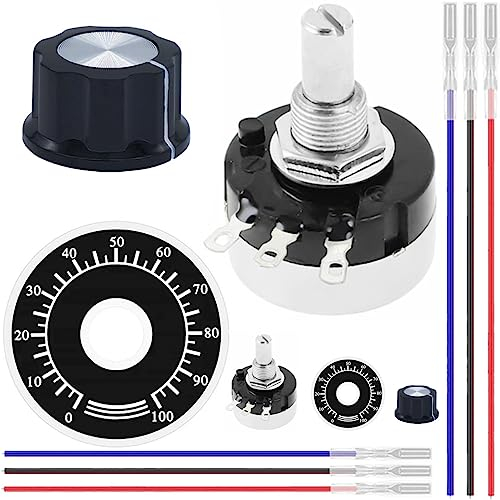 DAOKAI RV24YN20S B502 5K ohm Potentiometer Single Turn Carbon Film Drehpotentiometer – 2er-Pack mit Drehknöpfen, genaue Messung, für die Drehzahlregelung des Wechselrichters