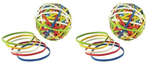 Läufer 59106 Rondella Rubberball, ca. 200 Gummibänder, Durchmesser 60mm, bunt sortierte Gummiringe in hervorragender Qualität (Packung mit 2)