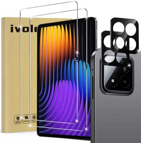 ivoler Pack de 2 Verre Trempé pour Xiaomi Pad 7 / Pad 7 Pro/Poco Pad X1 11.2 Pouces, avec 2 pièces Caméra Arrière Protecteur, Film de Protection d’écran, Dureté 9H Glass, Anti Rayures, sans Bulles