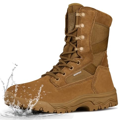 FREE SOLDIER Stivali tattici da uomo 8 pollici – Leggeri stivali outdoor in pelle scamosciata, resistenti stivali da trekking, ideali anche in deserto