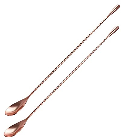 Garneck Lot De 2 Cuillères à Mélange Spirale en Acier Inoxydable Cuivre 30 Cm, Cuillère à Cocktail Multifonction pour Bar, La Cuisine Et Pâtisserie, Ustensiles Résistants Au Rouillage