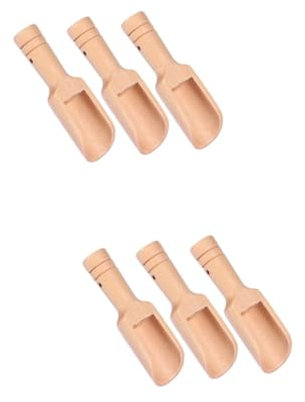 OUNONA 6pcs Mini Wooden Scoops for Salt Sugar Tea Spoons for Flour Rice Candy Kitchen Tableware Non-Slip Design