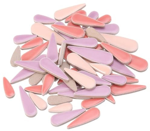 sourcing map Petal Mosaic Tiles for Crafts 100g Tear Drop Porcelain Mosaic Tiles for Mosaic Art Projects and Outdoor Decorations Rose Red+Purple+Pink