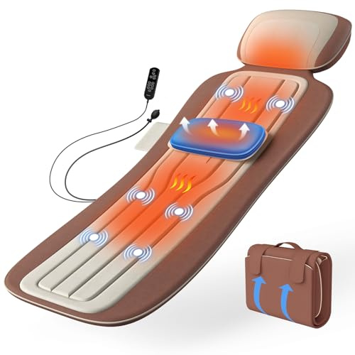 Full Body Vibration Massage Mat with Heat, Adjustable Lumbar Support, Massage Pad for Bed, Sofa & Recliner, Full Body Massage Pad for Home Relaxation and Everyday Comfort, Gift for Father & Mom