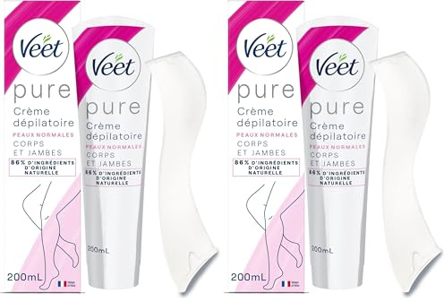 VEET PURE - Crème Dépilatoire Corps & Jambes - Peaux Normales - Sans Odeur d'Amoniaque - 200ml (Lot de 2)