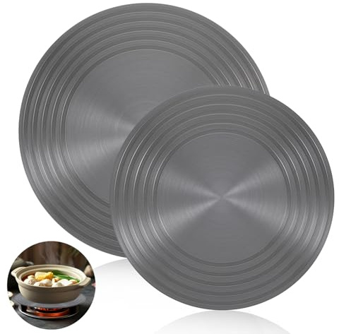 Set of 2 Heat Diffuser for Gas Stove, 9.5'' & 11'' Gas Stove Diffuser Plate, Stove Heat Diffuser Provides Uniform Distribution of Heat, Round Fast Defrosting Tray, Protects Pot Cookware Accessories