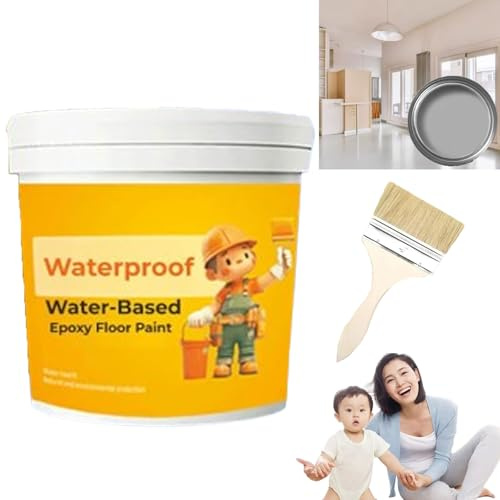 POTKFMN Wasserfestes Wasserbasiertes Epoxidharz-Bodenlack, 300g Schnelles Trocknen Anti-Rutsch Wasserbasiertes Bodenlack, Wasserfest für Garage, Küche oder Industrie (Hellgrau)