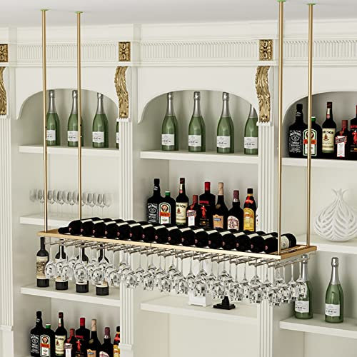 Soporte dorado para colgar copas de vino y botellas, soporte montado en el techo para copas de champán y botellas de vino, estantes organizadores de bar y cocina para decoración del hogar.