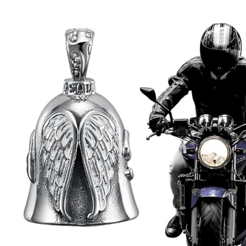 Pcingsia Campanello per moto, con angelo, in acciaio inox, accessorio per bicicletta, motociclista, Campana singola in acciaio, Refer to description
