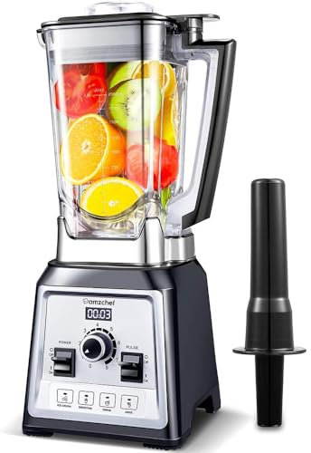 AMZCHEF Professionale Frullatore, 2000W Frullatore Elettrico con 4 Funzioni a un Pulsante e 8 Velocità Regolabili e Funzione Pulsazioni, Smoothie Blender con 8 Lame in Acciaio Inox - 25000 giri/min