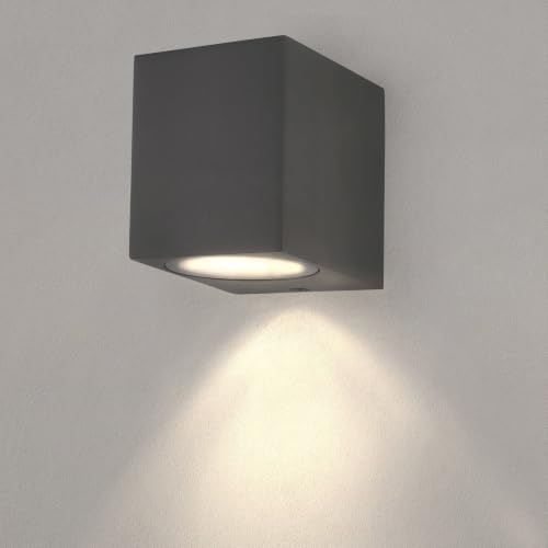 Ledvion 4er Set Wandleuchte IP54 35W GU10 dimmbar Cube ohne Leuchtmittel | Für Einfahrt Gartenweg Terrasse oder Fassade geeignet und klar auf den Außeneinsatz ausgerichtet