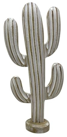 Cactus - Figura decorativa de madera (40 cm), color gris y gris