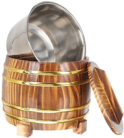 BESTYASH Vaporera De Arroz De Madera Cubo Para Arroz Al Vapor Contenedor De Madera Para Almacenar Cubo Tapa Para Cocina
