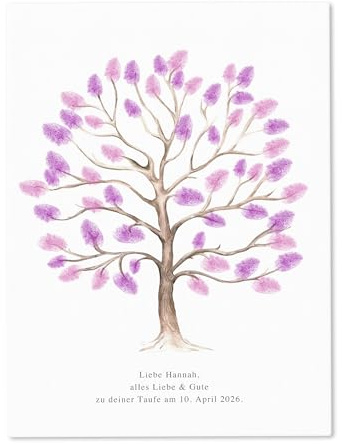 Taufgeschenk Gästebuch Taufe Gästebild personalisierte Leinwand für Fingerabdrücke Gästebuch alternative Geschenkidee Baum Geschenk Erinnerung 30x40 cm (OHNE Farbe)