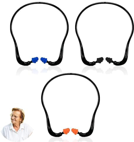 3 Pieces Caps Banded Earplugs, Ear Plugs for Work, for Sleep, Work, Construction and Automotive - Reusable, Soundproof, Noise Reduction (Multicolor)