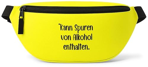 Kann Spuren von Alkohol enthalten - Bauchtasche Herren/Damen, Umhängetasche Festival Gadget, Bauchtasche Zubehör, Gürteltasche Herren, perfekt für Malle, Gelb