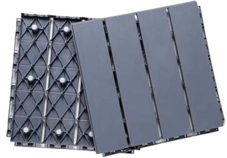 SUBLXPoten Pavimento per Esterno Pavimento in Finto Legno for Esterni, in plastica, for terrazza, Balcone, Bagno, Giardino, Cortile, Mosaico Ecologico 30x30cm(2Pcs Gray)