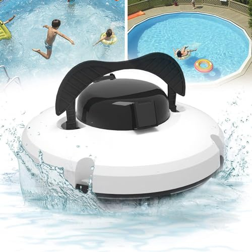 XSDAJSD Limpiafondos robótico inalámbrico para Piscinas elevadas, Potente succión, Sensor de Agua, autoestacionamiento, Robot Limpiador para Piscinas de Fondo Plano de hasta 93 m², 220 V