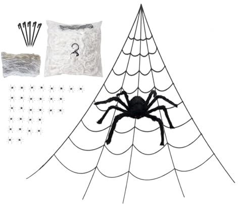 Ragno Halloween - Ragnatela Finta Realistica Spaventosa - Grandi Decorazioni Per Halloween Per Esterno E Interno Tra Cui Cortile Prato Portico Patio Giardino Casa E Feste Da Casa Stregata