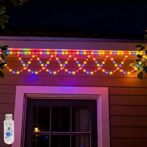 Nexoria Eisregen Lichterkette Außen, 4m 138 LED Lichtervorhang Weihnachten Wasserdicht Lichterkette Außen Strom mit Fernbedienung USB Weihnachtsbeleuchtung außen mit 8 Modi für Balkon Terrasse (A)