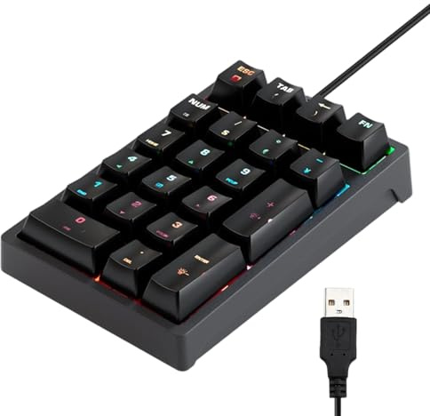 Generico Tastierino Numerico,Tastiera Meccanica A Diciassette Tasti | Tastierino Numerico Plug-In Con Cavo - Per Laptop PC Desktop Notebook Contabili Analisti Finanziari Programmatori