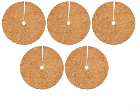 Tappetino rotondo in fibra di palma da cocco per l'uso intorno alle piante per scoraggiare l'insediamento dell'erba e migliorare la disponibilità di umidità nelle zone delle radici (35 cm)