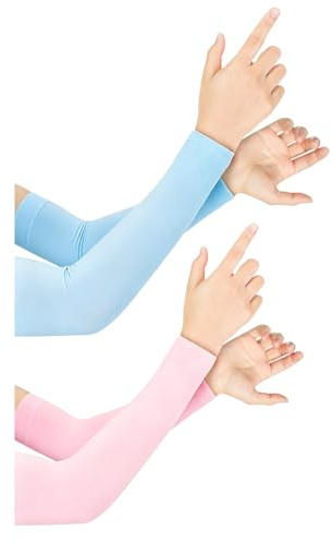 Andiker 2 Pairs Cooling Arm Sleeves for Women and Men, Sun UV Protection Breathable Arm Sleeves, Compression Outdoor Sports Sleeves to Cover for Cycling Hiking