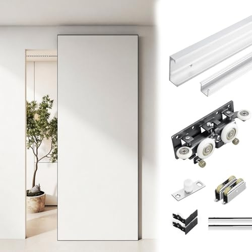 Binario per Porta Scorrevole Binario Scomparsa Porte Scorrevoli Alta Resistenza, Kit Ferramenta Silenzioso Porte Stile Fienile Meccanismi Chiusura Ammortizzata, Ferramenta(83cm(32 5/8))