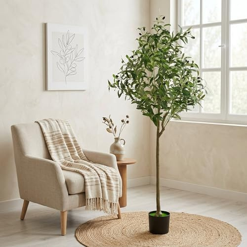 Well Home Planta Artificial Decorativa Grande Realista para Interiores: Olivo Artificial de 150cm