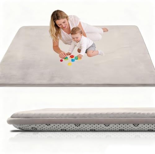Stqyeiw Alfombra Bebe Acolchada 50 x 200 cm Crema Alfombra Bebe Gruesa Antideslizante, Tapete Bebes con Memory Foam Manta Tapete Actividades de Interior, Alfombras Juegos Bebes Tatami Tapete Infantil