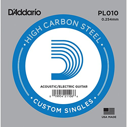 D'Addario PL010 Gitarren-Einzelsaite (für Akustik oder E-Gitarre) 0.250mm (0,010 Zoll), natur