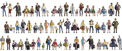 NOCH Mega-Spar-Set Figuren, handkolorierte Modellfiguren, 60er Pack für TT Maßstab, ideal für Bahnhofs- und Stadtszenen