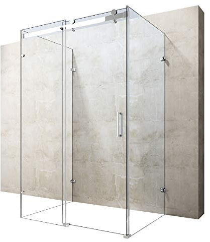 Durovin Bathrooms 1000 x 800mm U Shape Rectangular Framless Shower Enclosure - Sliding Door & 2X Side Screen - 8mm Safety Clear Glass