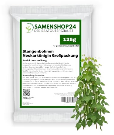 Stangenbohnen Neckarkönigin Großpackung 125g, robuste Kletterpflanze