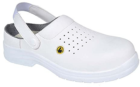 Portwest FC03WHR37 Sandalo di Sicurezza Traforato SB AE ESD in Composito, Bianco, 37
