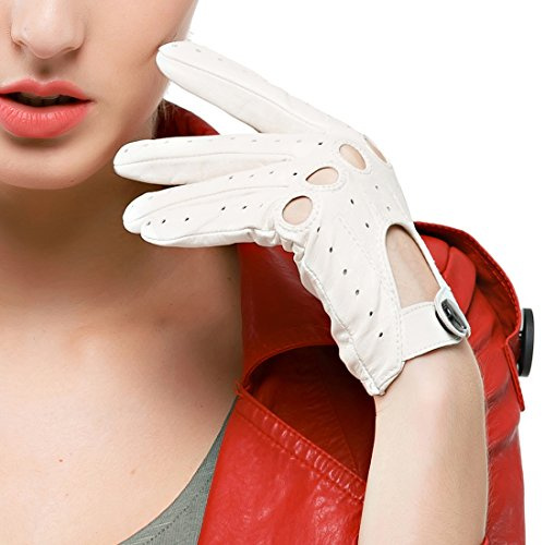 Nappaglo Damen Lederhandschuhe für fahren Touchscreen klassische Lammfell Vollfinger Motorrad Ungefüttert Handschuhe