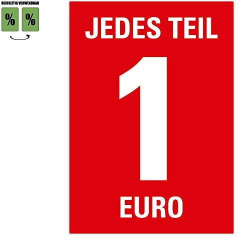 Preisschilder Je 10 Stück / 50 Stück Gesamt Jedes Teil 1, 5, 10, 15, 20 Euro DIN A4 / 21 x 29,7 cm für Räumungsverkauf / ohne Rahmen