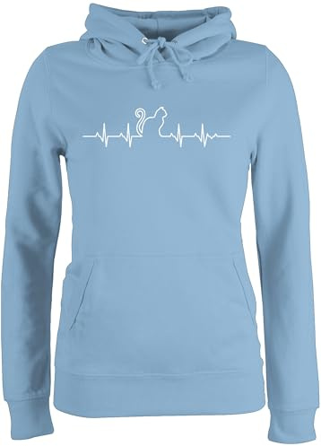 Shirtracer - Pullover Damen Hoodie Frauen - Katzenbesitzer Geschenk - Herzschlag Katze
