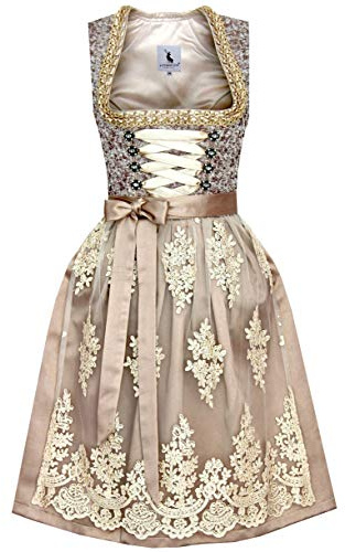 Alpenmärchen Midi Dirndl aus Exklusiver Kollektion inkl. Spitzenschürze Gr.32 - ALM520